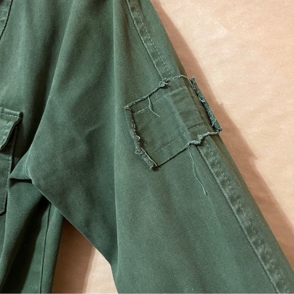 Jen's Pirate Booty x Free People Military Utility Jacket Boho Trim Green Size S - Picture 11 of 15